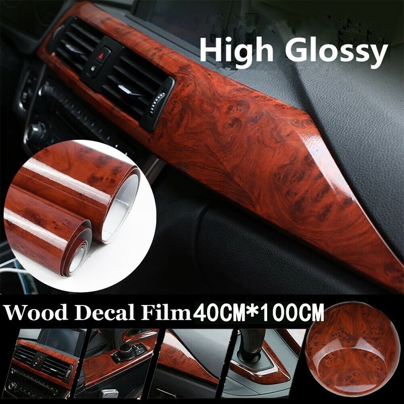 High Glossy Sticker Car Internal Adhesive DIY Film Wood Grain Vinyl ...