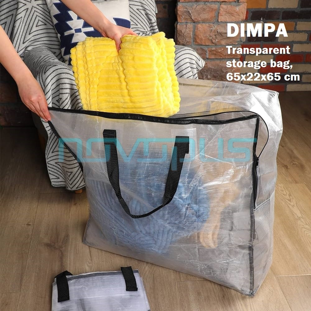 NOVO Spacious Durable and Flexible Transparent Storage Bag with Zip and Handle Beg Storan Berzip size Besar by IKEA Shopee Malaysia