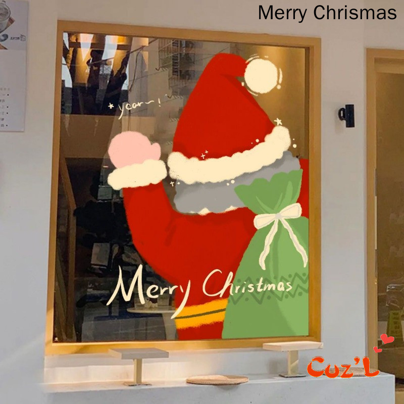 Cartoon Cute Santa Claus Sticker Window Glass Door Decoration ...