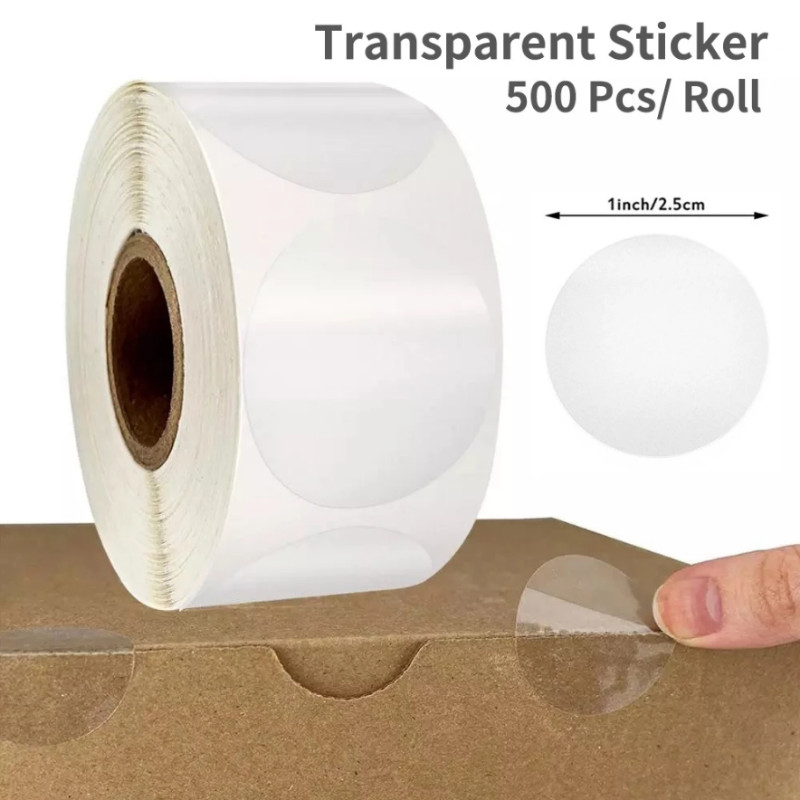 500pcs Transparent Round Sticker Tape PVC Adhesive Seal Label Stickers ...