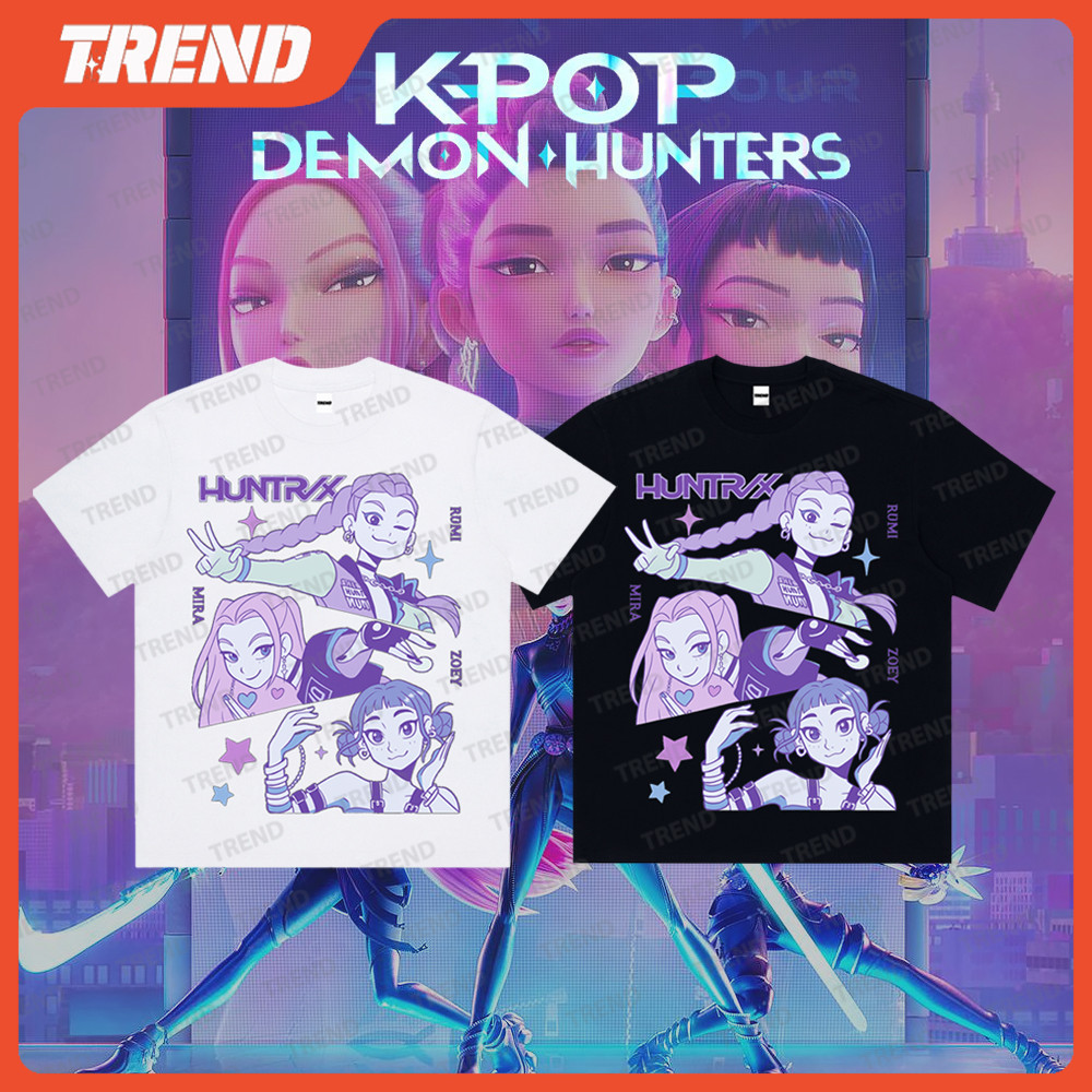 KPop Demon Hunters Huntrix Merch Cotton T-Shirt - Loose Fit Vintage ...