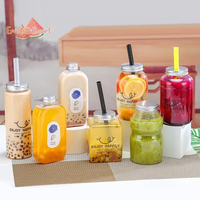 [ECM] 1pcs Plastic Milk Tea Drink Bottle Take Out Coffee Milk Tea Bar ...