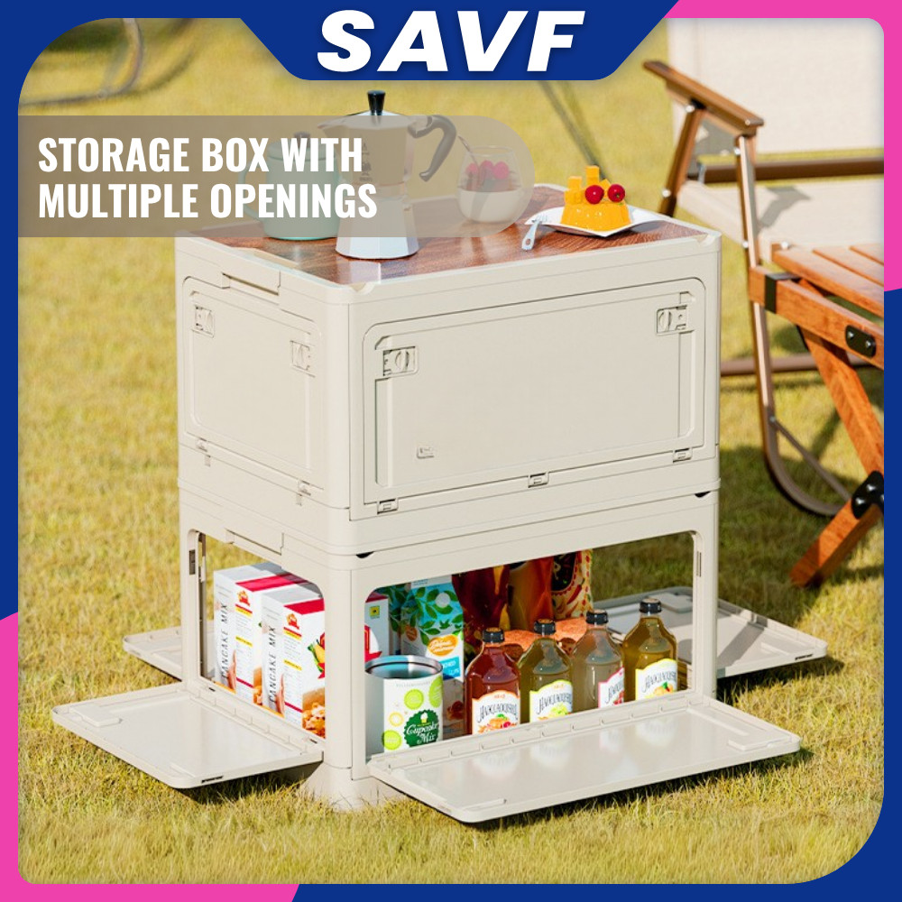 SAVF Foldable Plastic Storage Box Stackable Outdoor Camping Organizer ...