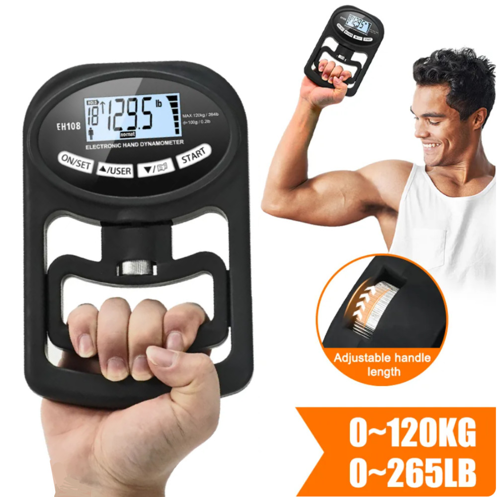 265Lbs/120Kg Digital Hand Dynamometer USB LCD Screen Hand Grip Strength ...