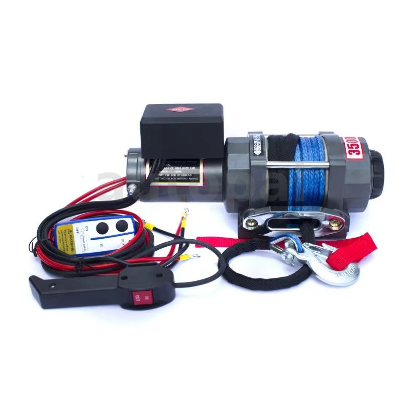 12V Electric Winch 4500lbs Pulling Capacity Nylon Rope Wireless Remote ...