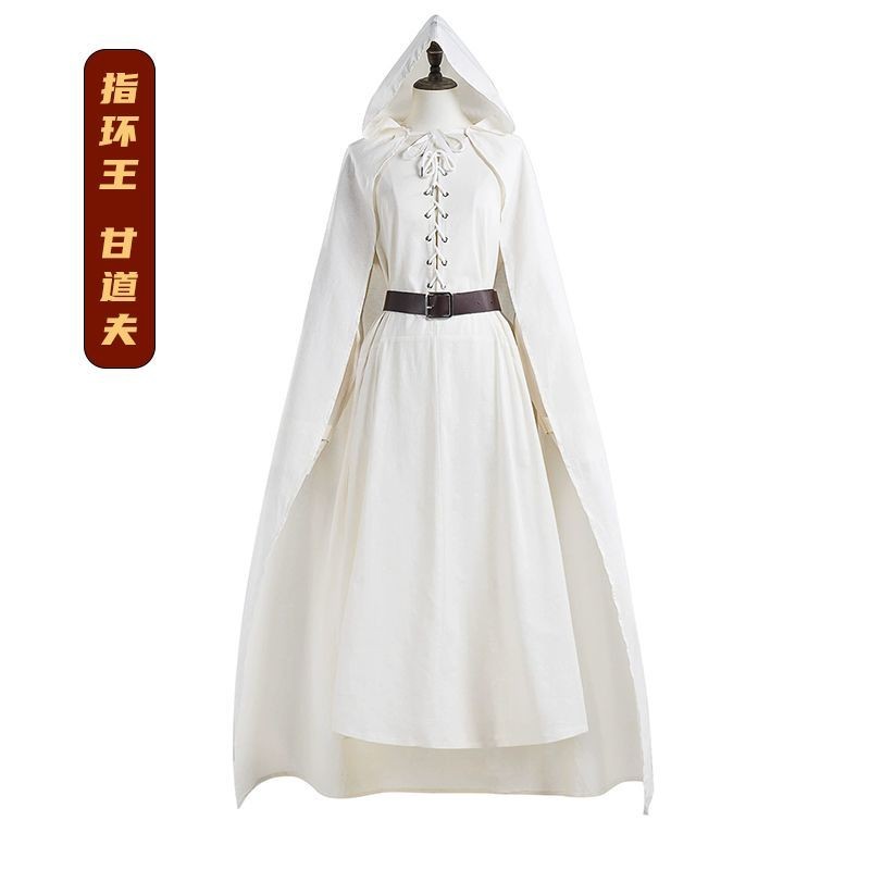 Halloween Lord of the Rings Gandalf Cosplay Costume White Robe Wizard ...