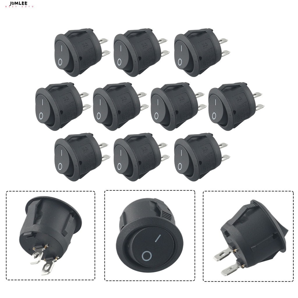 Jumlee⚡10PCS 12v Round Rocker Switch ON/OFF 2 Pin SPST Camper Van ...
