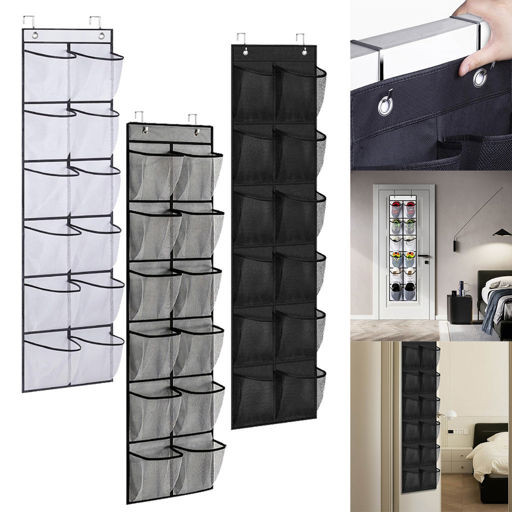 2024 New Over The Door Shoe Rack With 12 Large Mesh Pockets Hanging ...
