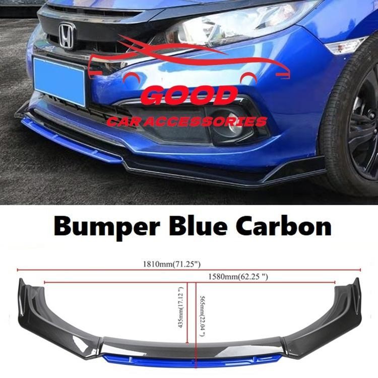 Front Bumper Splitter Spoiler Rear Lip For Honda Civic Jazz City Carbon Fiber