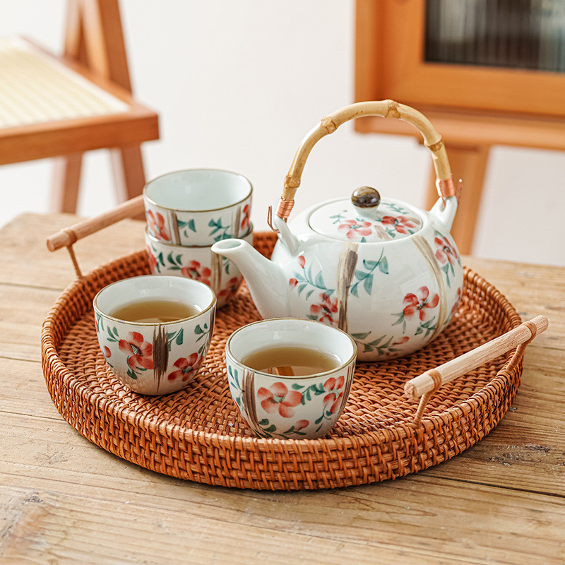 Hand-painted simple autumn language pastoral style teapot tea cup high ...