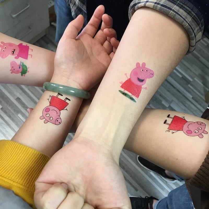 Piglet Peppa Tattoo Stickers Korean Simulation Social People Animation 10.14 | Shopee Malaysia
