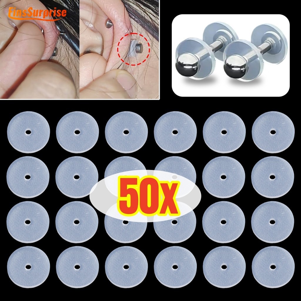 Circular Transparent Silicone Ear Stud Pad - Comfortable Anti Allergic ...
