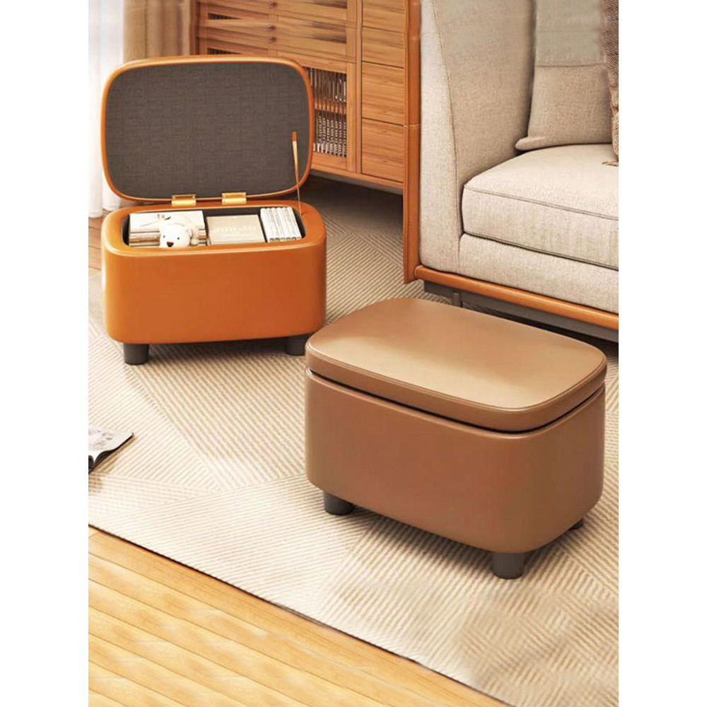 Stool Household Low Stool Storage Box Can Sit Storage Stool Leather ...