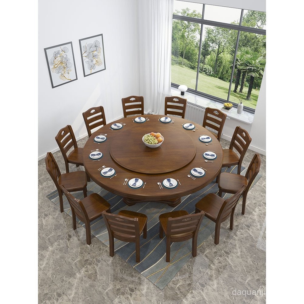 Solid Wood Dining Table Chair Combination Household Round Dining Table ...