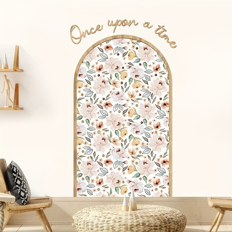 2 Sheets 1 Set Bohemian Floral Flower Arch Shape Theme Wall Stickers ...