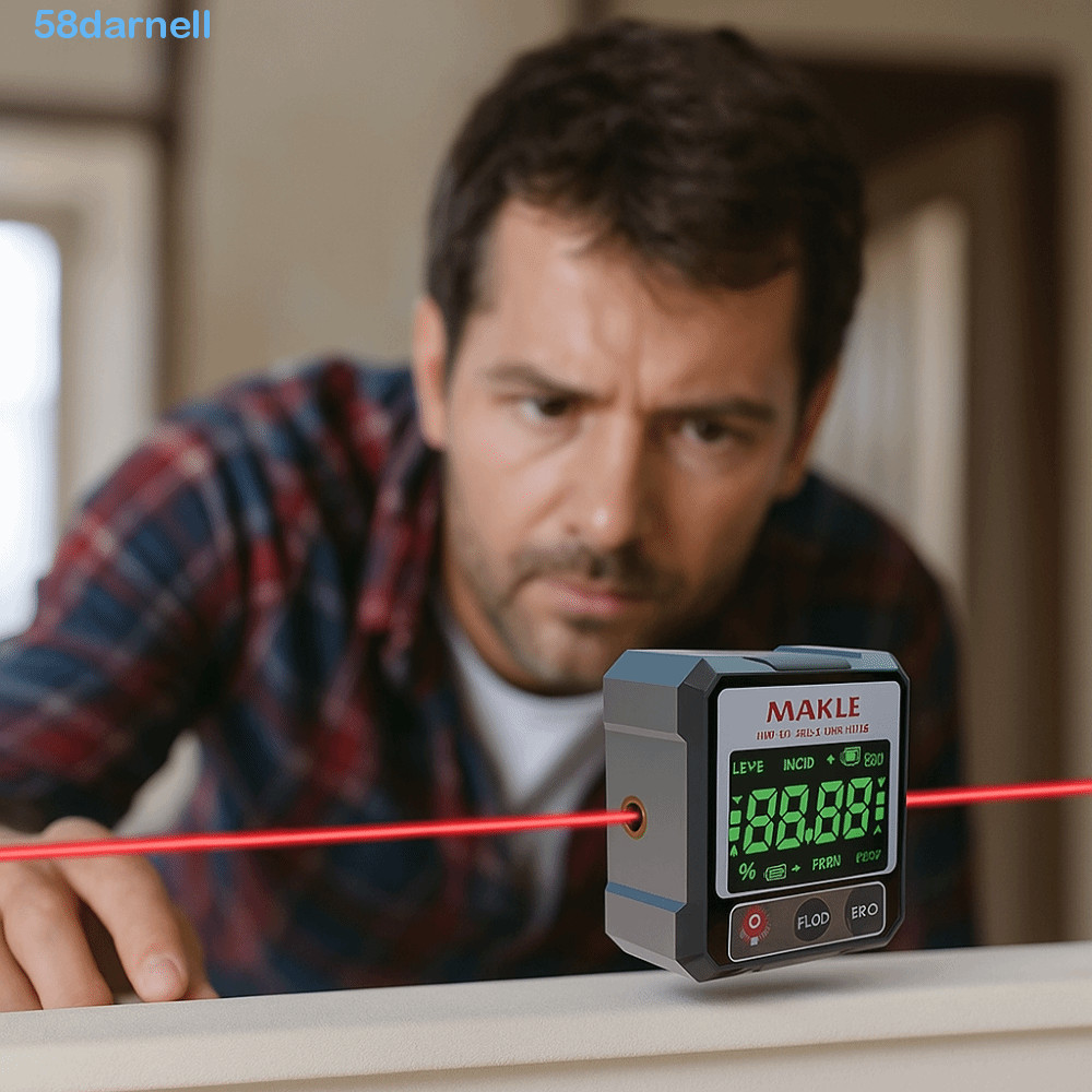 DARNELL Digital Protractor, 2-side Laser Four Sided Magnetic Base ...