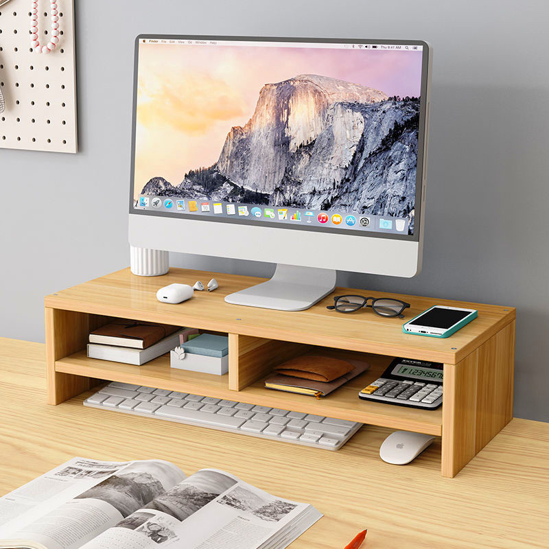 Multi Purpose Storage Rack Desktop Computer Display Stand Wooden ...