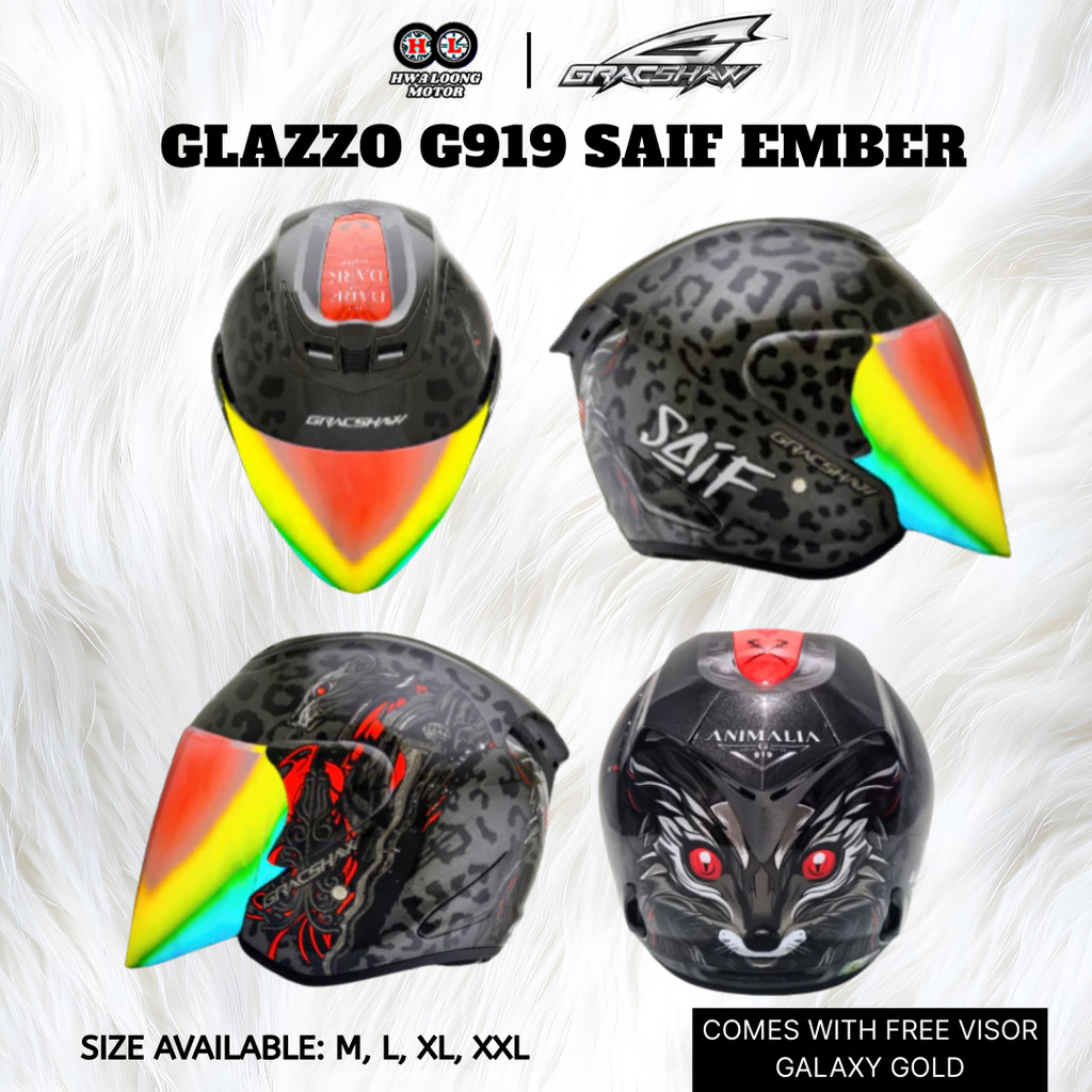 GRACSHAW GLAZZO 919 ANIMALIA V2 NEW HELMET ORIGINAL AURUM,SAIF