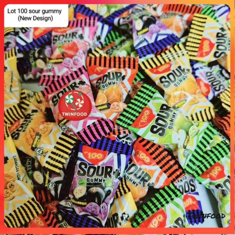 15pcs / 50pcs (repacking) Lot 100 Sour+ Assorted Flavoured Gummy ...