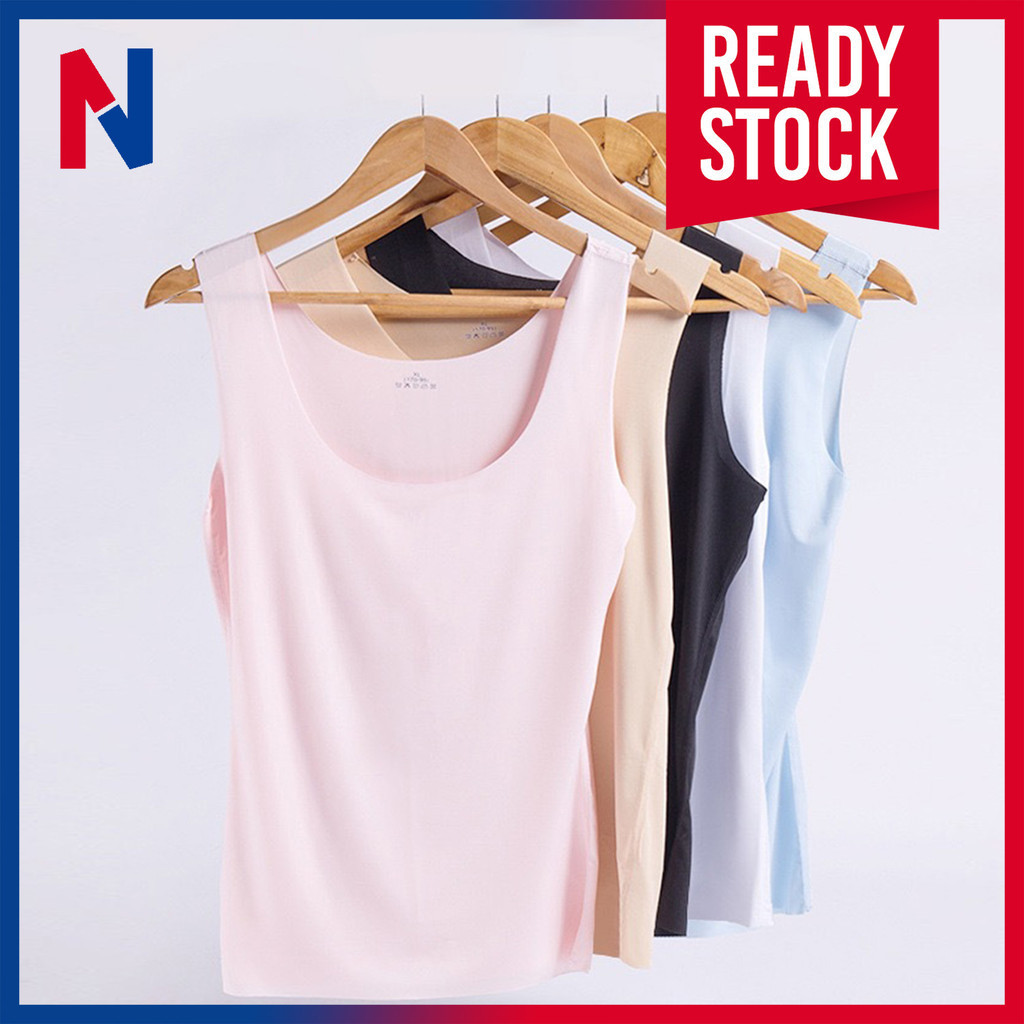[NOVII] Women Korean Style Singlet Inner Tank Shirt Casual Plain Ice ...