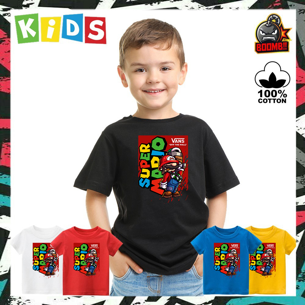 100 PREMIUM COTTON SUPER MARIO VANS 3 Cotton Tshirt T Shirt Tops Baju Kids Kid Children Kanak Unisex Boy Girl Lelaki Shopee Malaysia