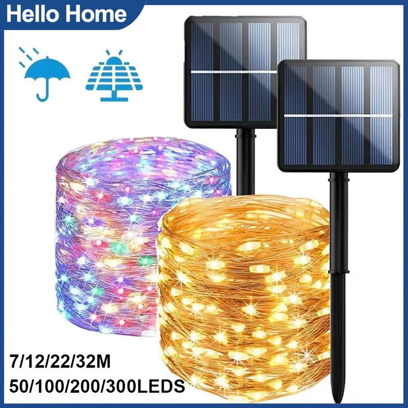 32M 300 LED Solar Lights Fairy String Lights Waterproof Garden Yard ...