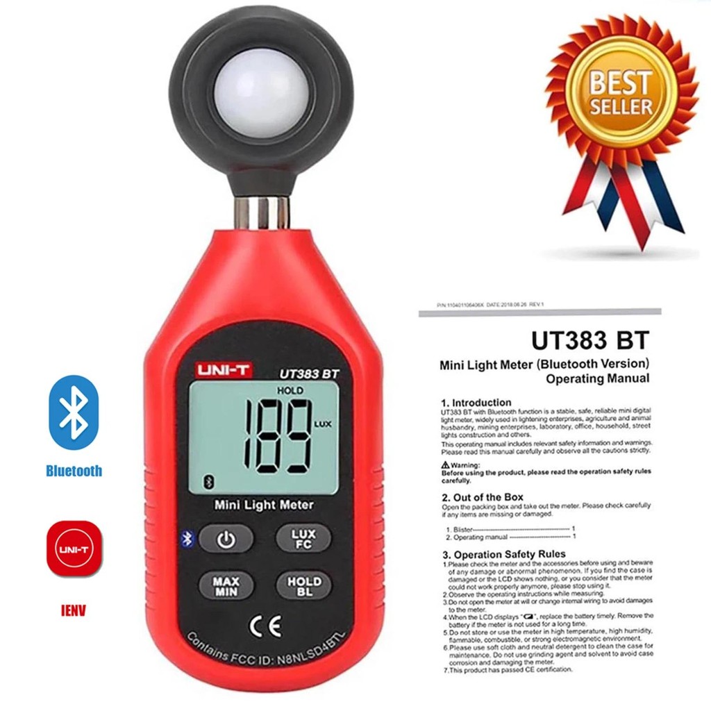 UNI-T UT383 UT383BT Digital Luxmeter Bluetooth Mini Light Meter Testing ...