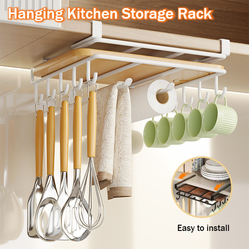 Storage Rack Hanging Kitchen Storage Rack Hanging Pot Lid Rack Under ...