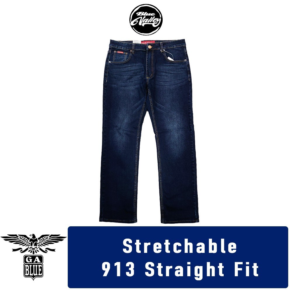 GA Blue Men's Straight Fit Stretchable Jeans Normal Rise 99131905 ...