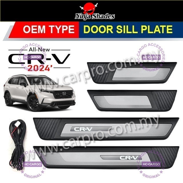 LED Lighted Door Sill Scuff Plates For Honda CR-V 2017-2021 – Stainless Steel, 4-Piece Set
