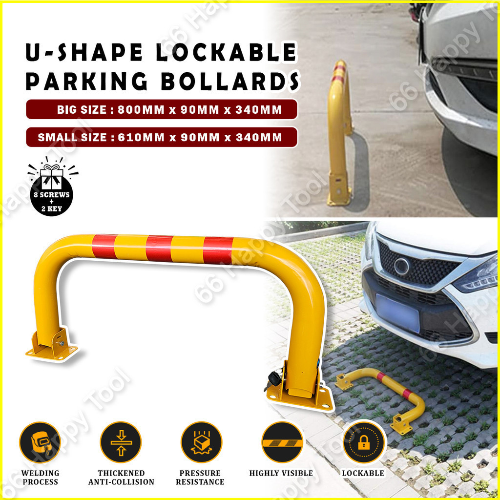 U-Shaped Parking Lock Bollards Safety Foldable U Type Parking Pole ...