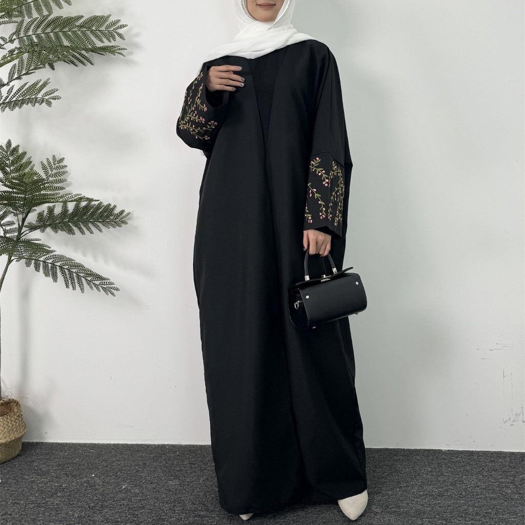 Handmade Beaded Kaftan Open Front Abaya Long Sleeve Maxi Dress, NO INNER, Arabian Robe for Casual Festival Gathering Travel