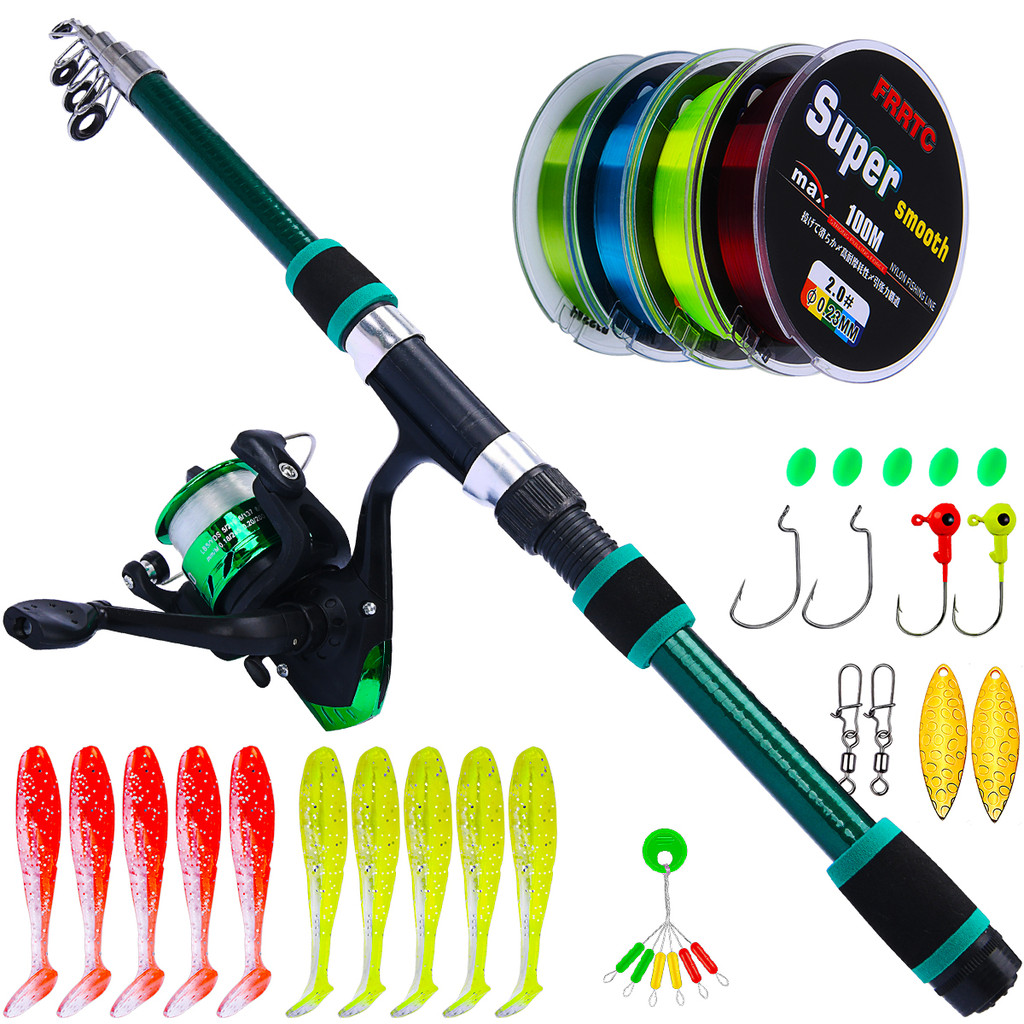 (1.8M/6ft) Telescopic Fishing Rod 5.2:1 Spinning Fishing Reel With ...