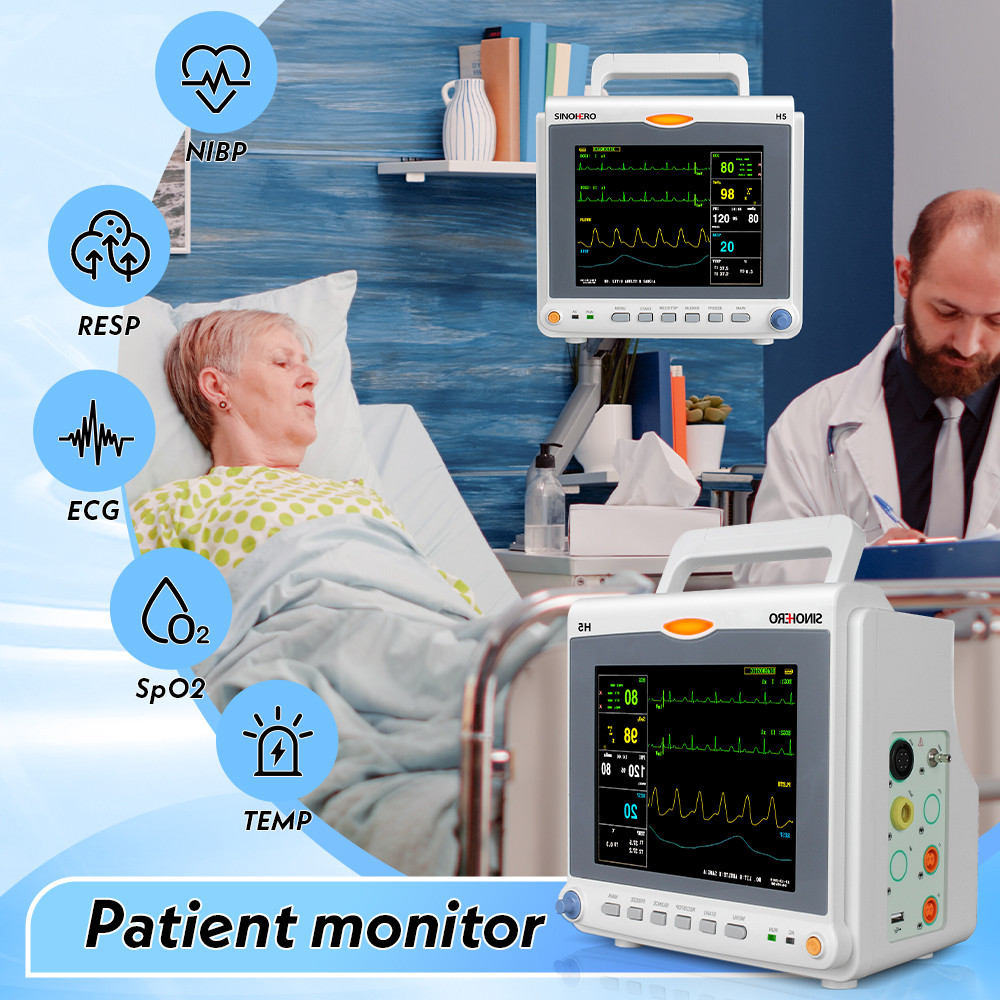 Patient Monitor 8'' color 6 Parameters ICU CCU Vital Signs ECG, NIBP ...