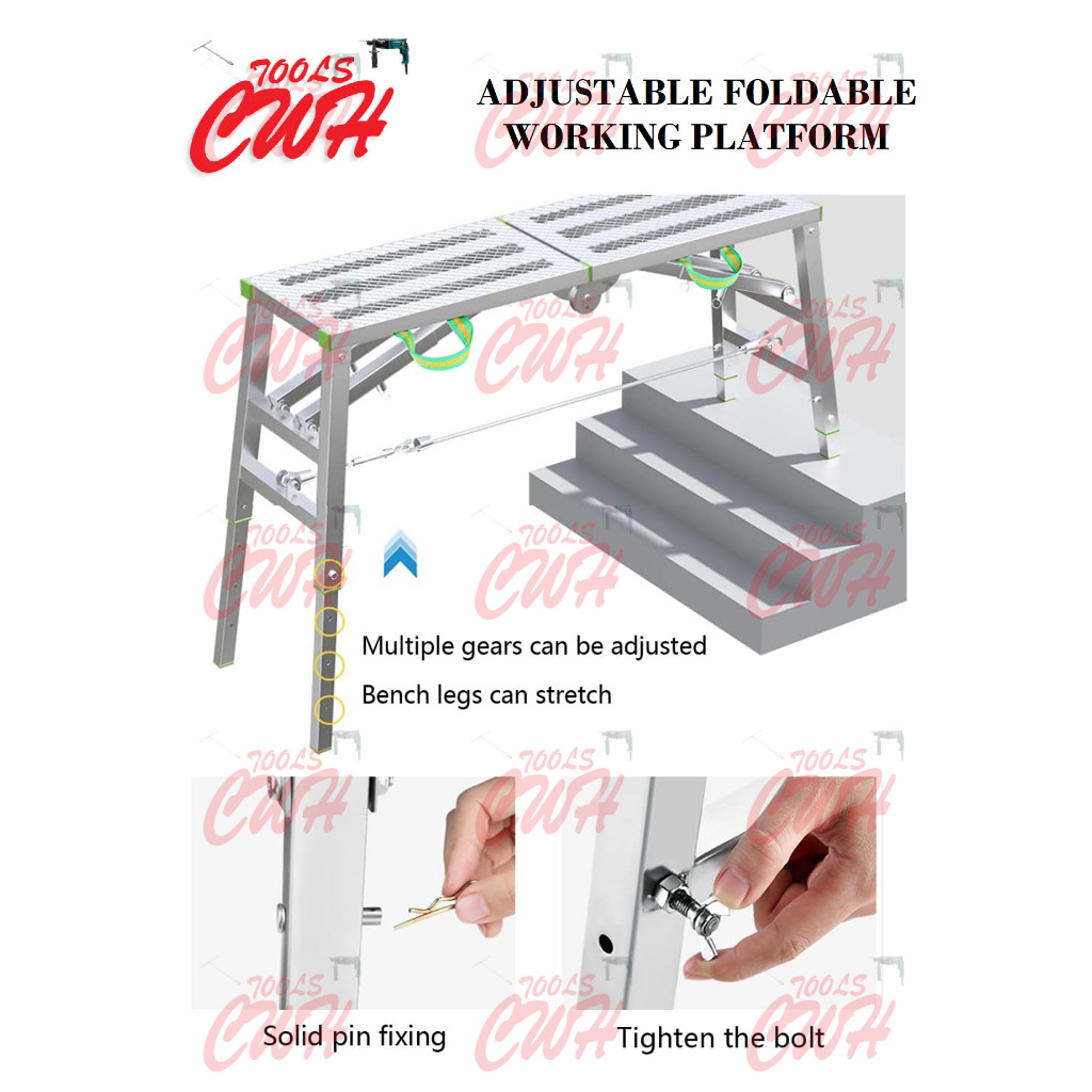 MULTIPURPOSE ADJUSTABLE FOLDING FOLDABLE WORKING BENCH SCAFFOLING WORK ...