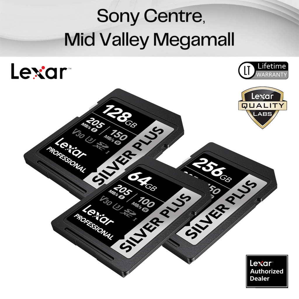 Lexar SILVER PLUS SD Card 64GB / 128GB / 256GB 4K V30 SILVER PLUS UHS-I ...