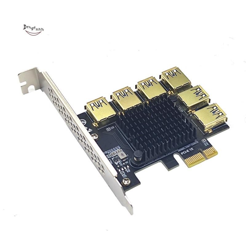 PCI Express Riser Card PCI-E 1X 1 to 6 USB 3.0 Adapter 6 Port Riser ...