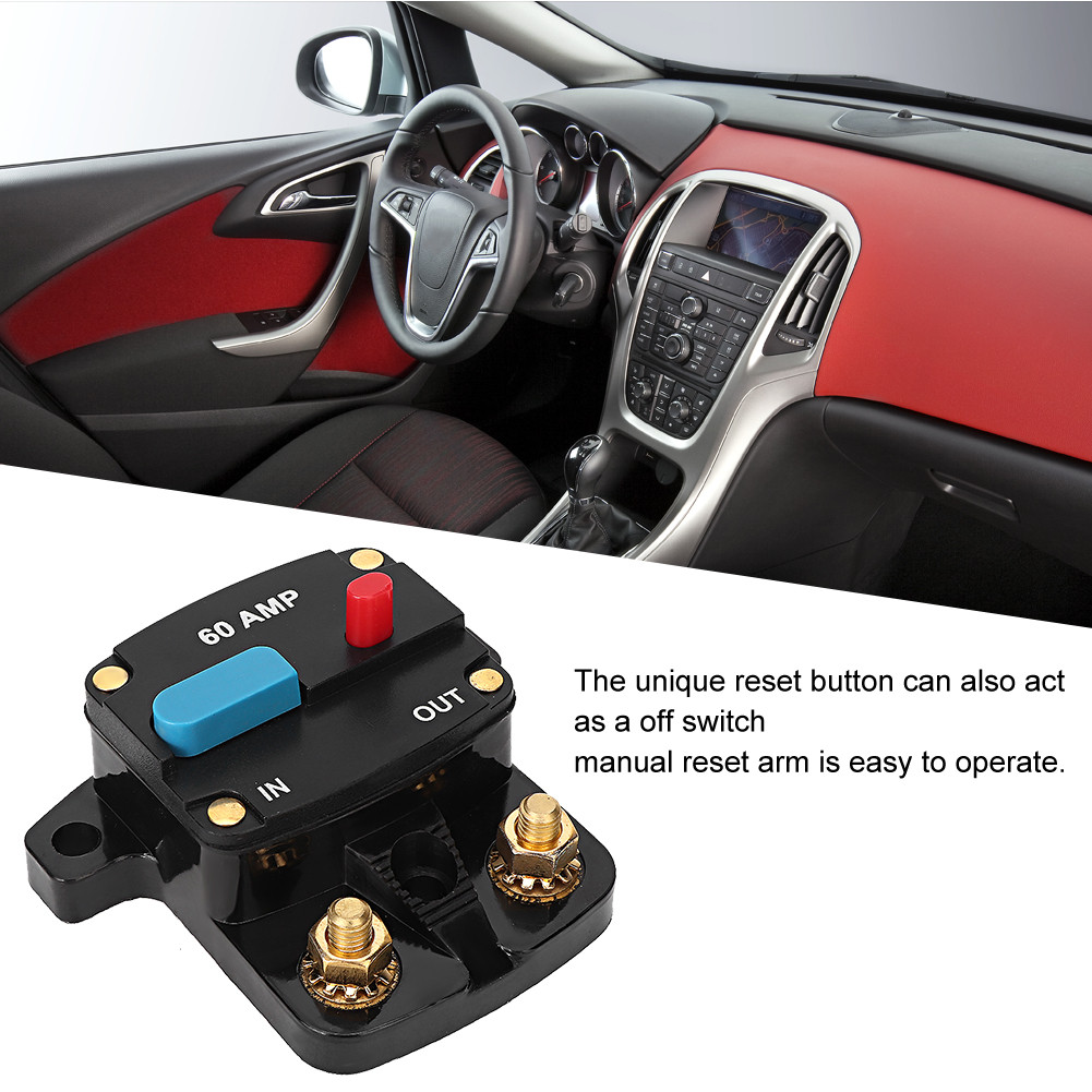 Shopp Audio Stereo Plug 12V 60A Manual Reset Circuit Breaker for Car