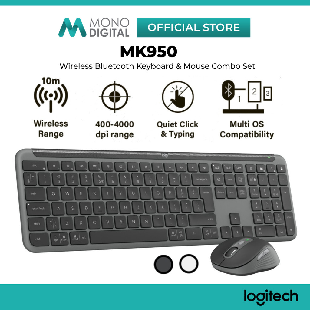 LOGITECH SIGNATURE MK950 SLIM WIRELESS COMBO SET KEYBOARD & MOUSE WITH ...