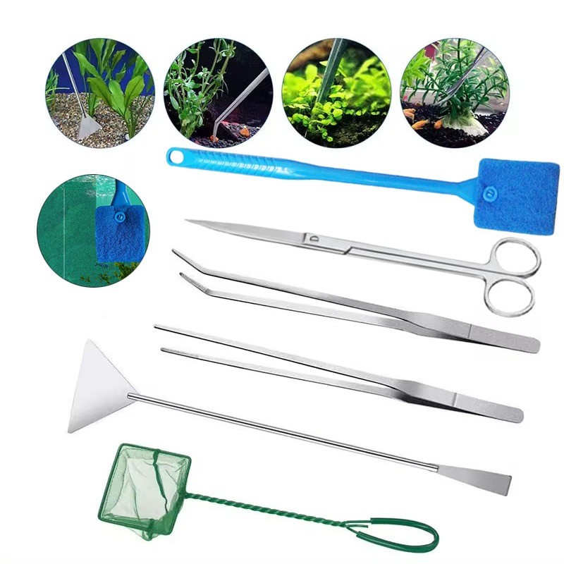 4/5/6Pcs Aquarium tool set aquascape care tools stainless steel aquatic ...