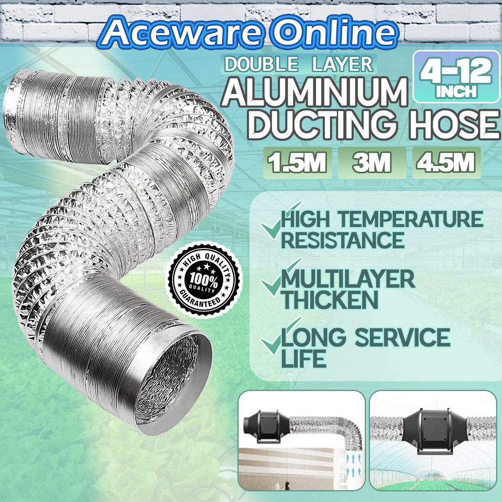 (1.5M/3M/4.5M) Double Layer Aluminium Ducting Hose Flexible Thick ...