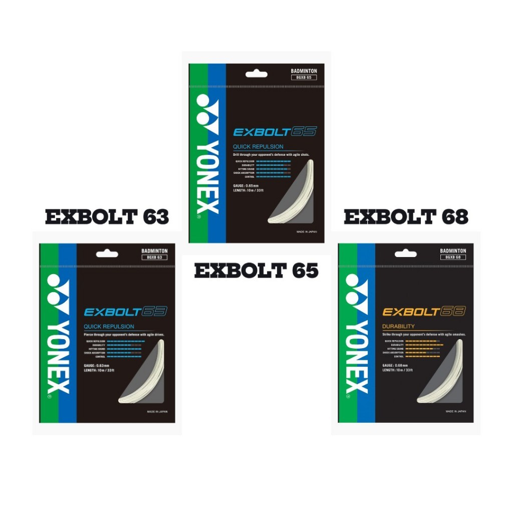 YONEX EXBOLT 63 (0.63MM) / EXBOLT 65 (0.65MM) / EXBOLT 68 (0.68MM ...