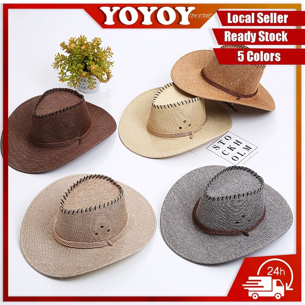 YOYOY Fashion Cowboy Hat Suede Look Wild West Fancy Dress Men Lady ...
