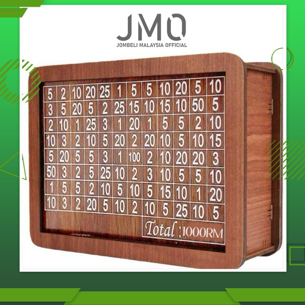 JMO Money Box Wooden Tabung Duit Kayu Kotak Simpanan Wang Tunai dengan ...