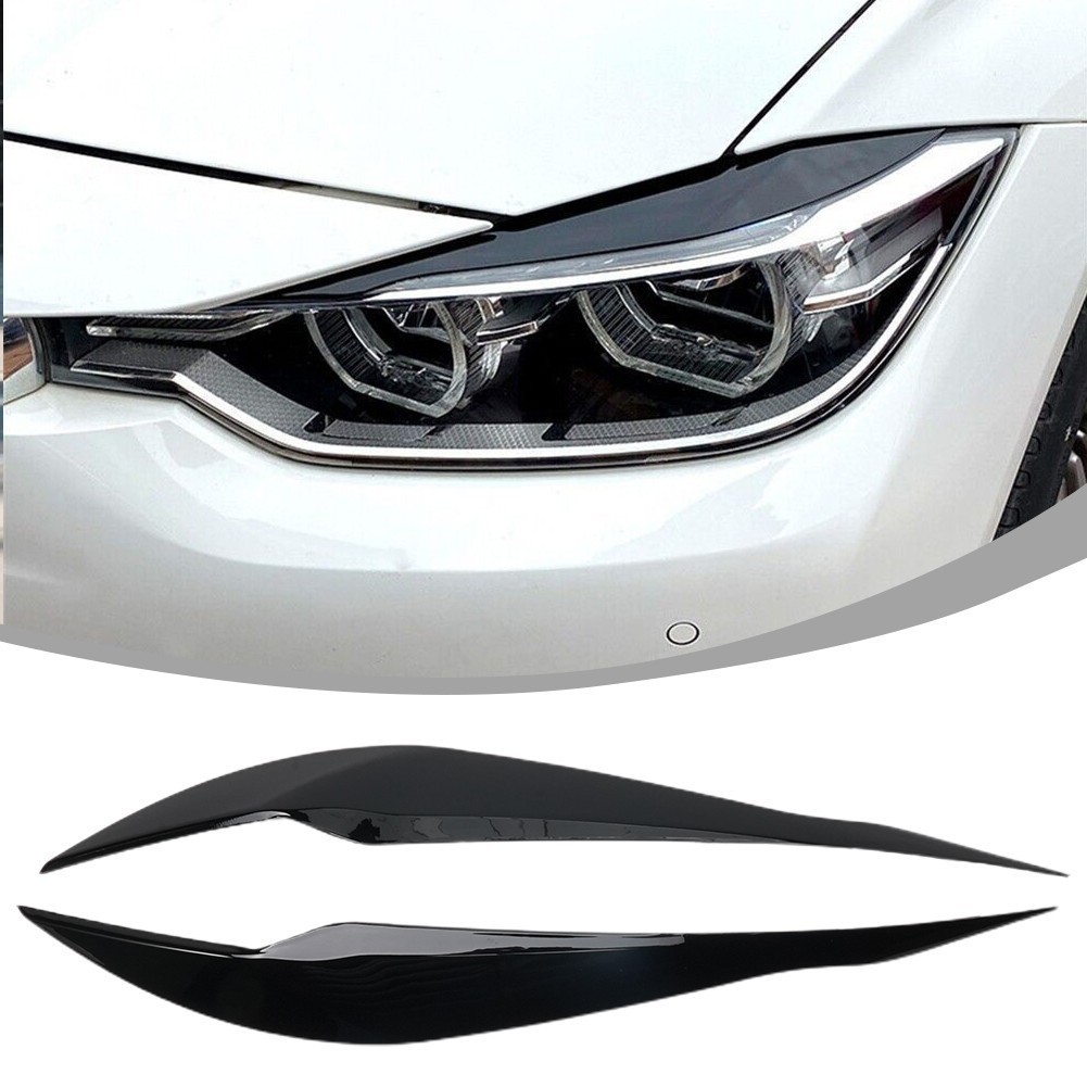 [BSL] 2Pcs F30 Headlight Cover Eyelid Gloss Black Eyebrow For BMW F30