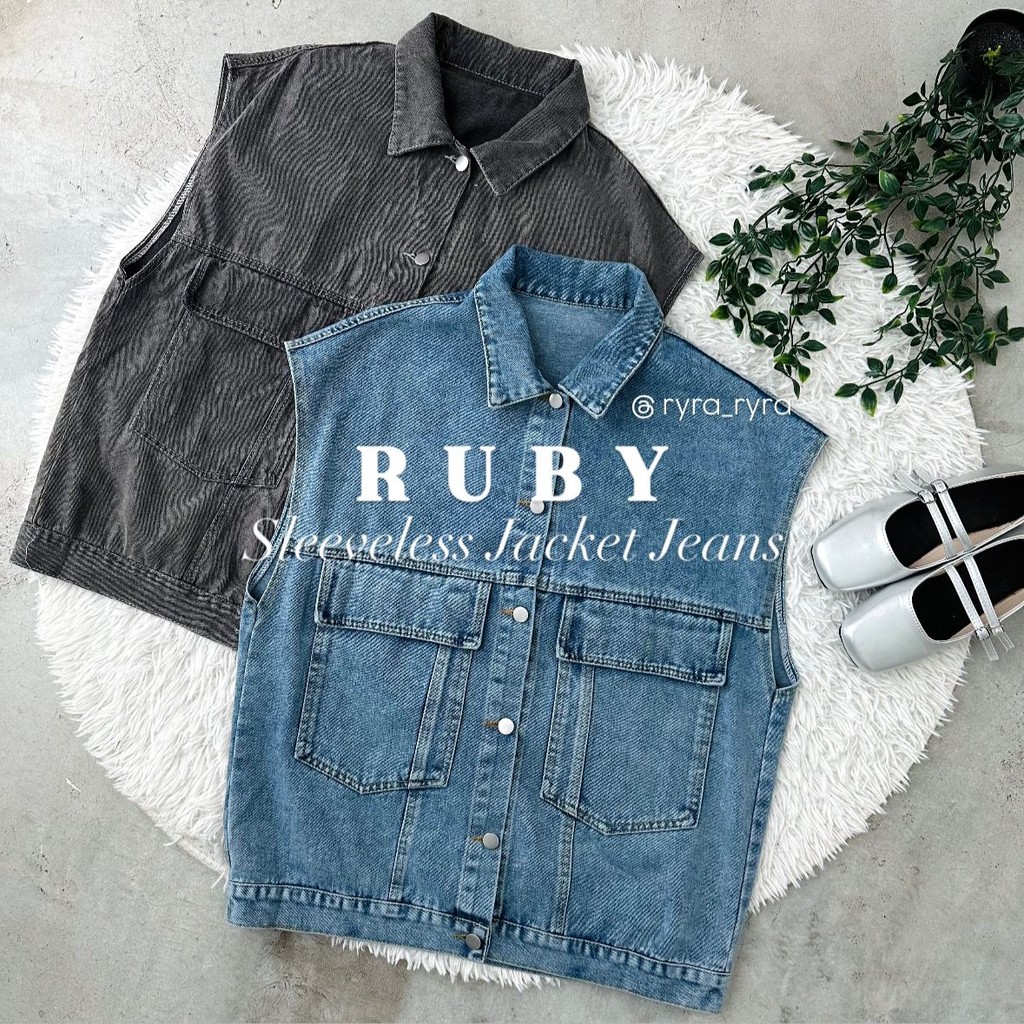 RUBY SLEEVELESS JACKET JEANS ( DENIM ) | Shopee Malaysia