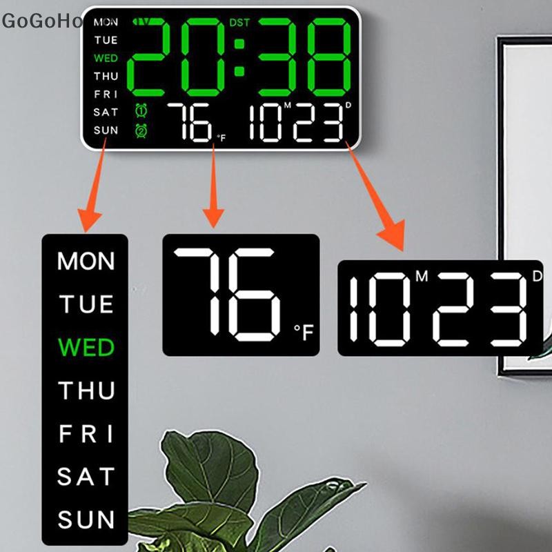GOG Large Digital Wall Clock Week Date Temperature Display Voice ...