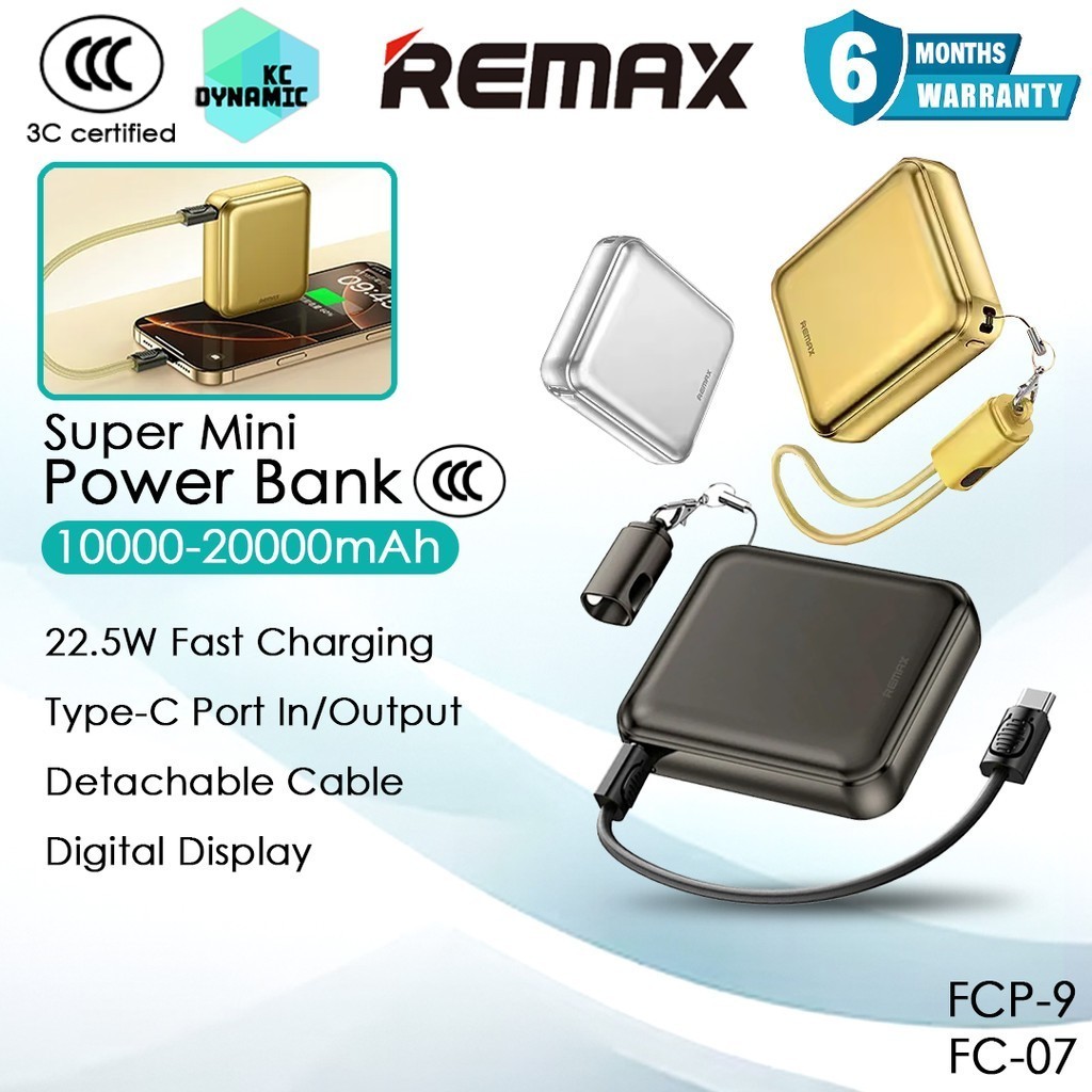 【3C Certified】Remax FCP-9 10000mAh Powerbank Super Mini Power Bank ...