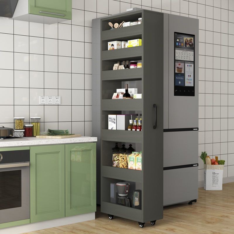Cabinet narrow cabinet with wheels push-pull storage refrigerator gap ...