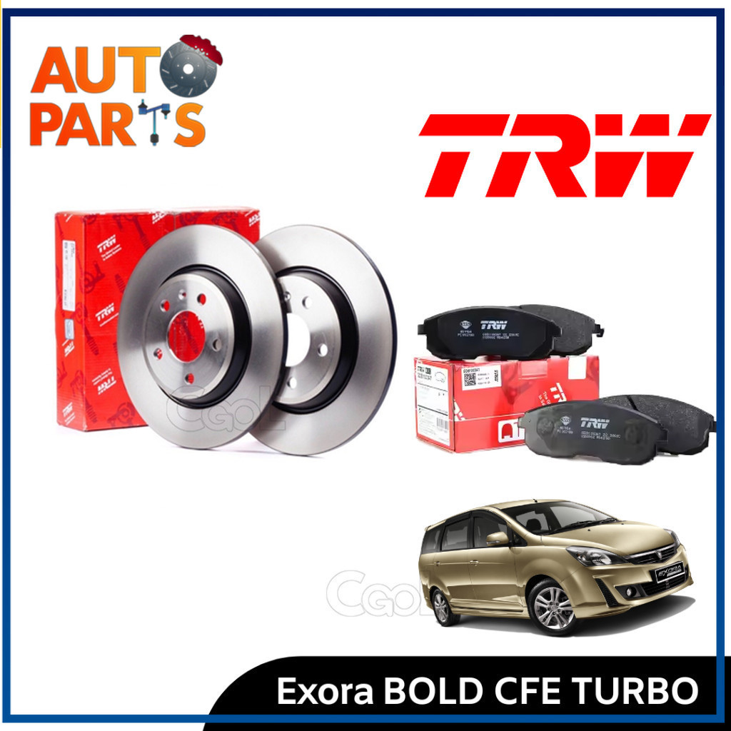TRW Exora CFE Turbo Rear Disc Rotor (2 PCS) & Disc Pad Set (4 PCS ...